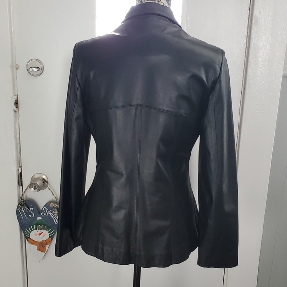WILSONS LEATHER THINSULATE BLACK FITTED LEATHER JACKET WITH REMOVABLE LINER! - Picture 3 of 16